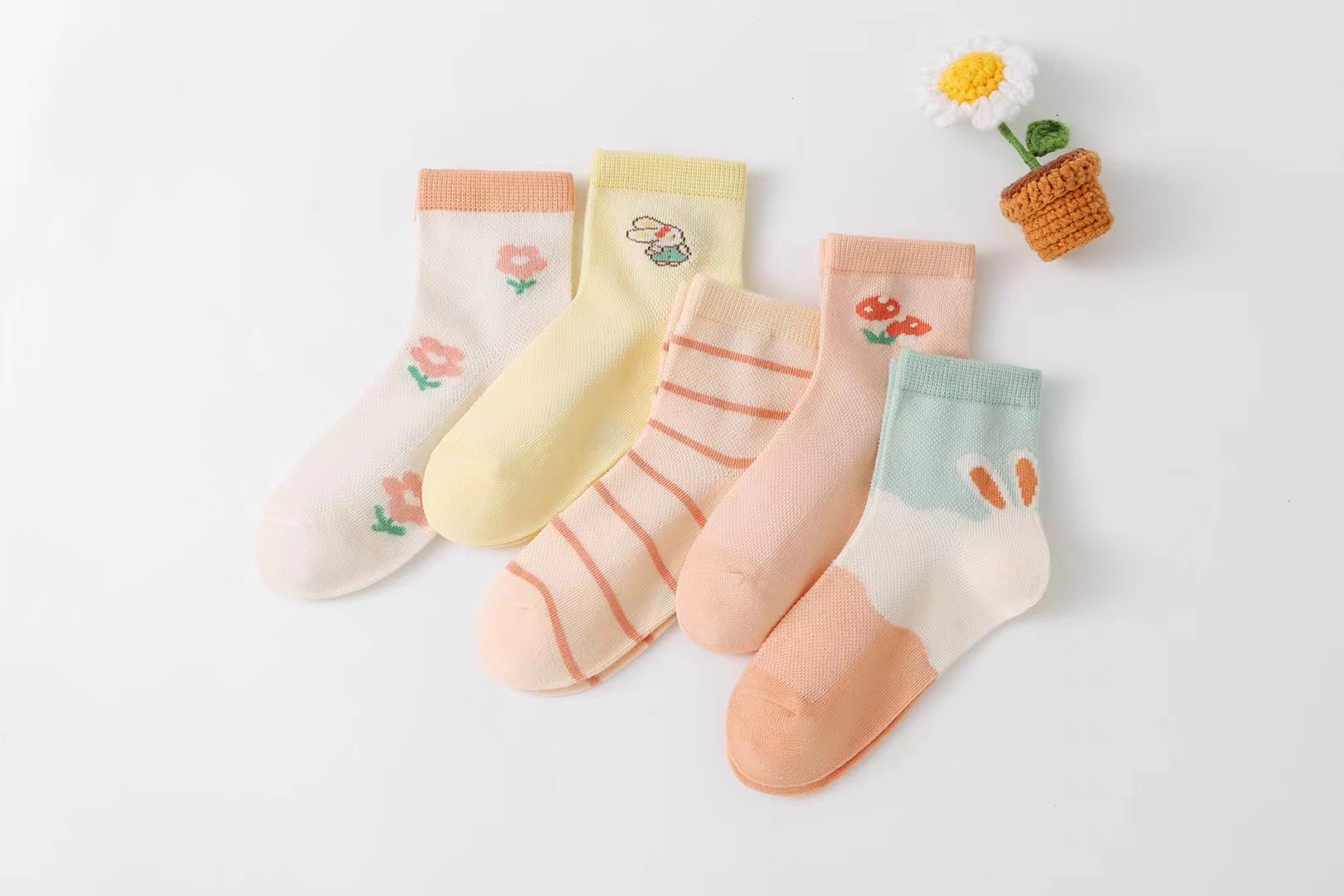 小亚 896透气袜女孩中大童小孩宝宝中筒袜