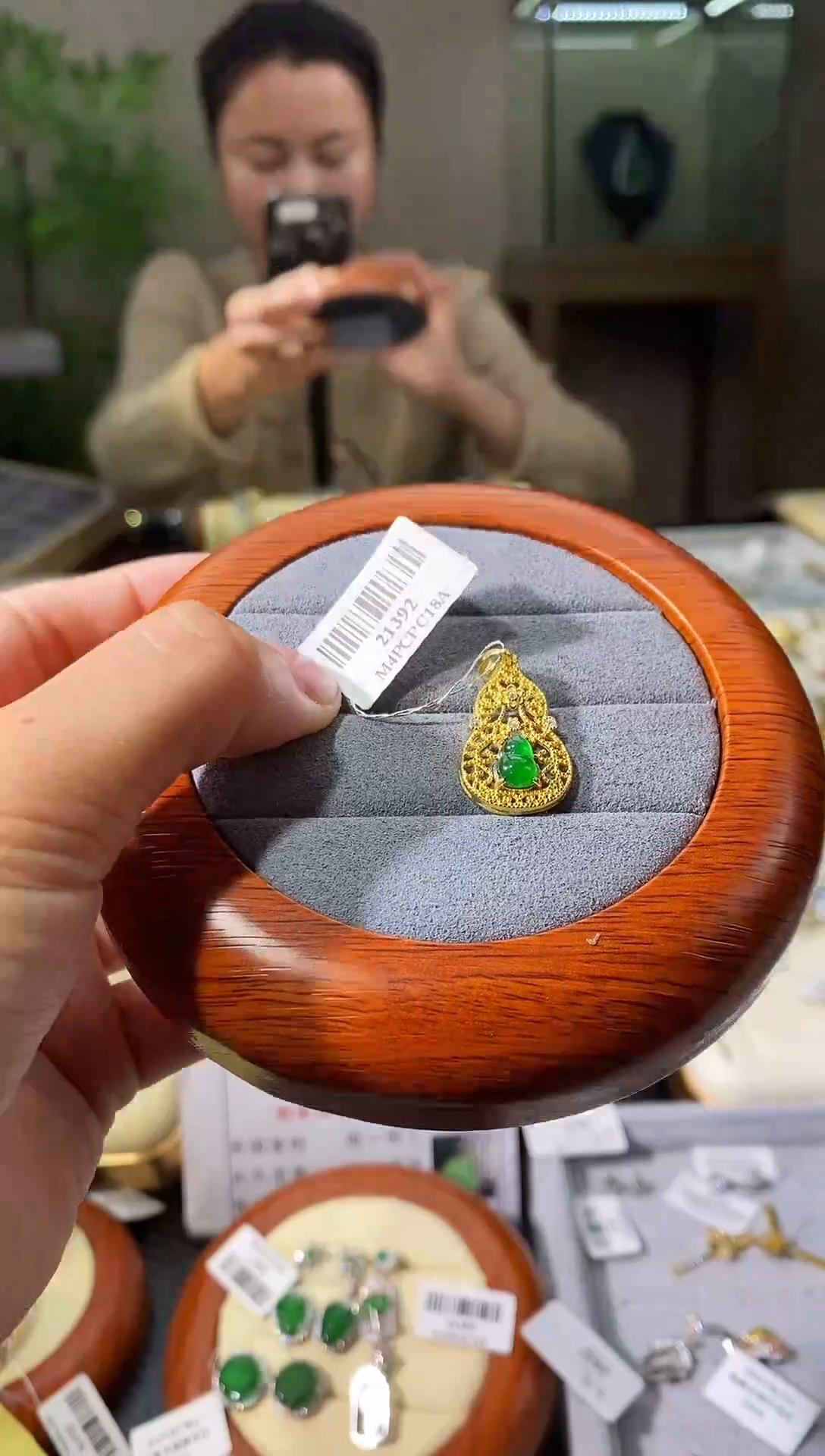 【闪购商品】翡翠颈饰银S925镶嵌吊坠21392