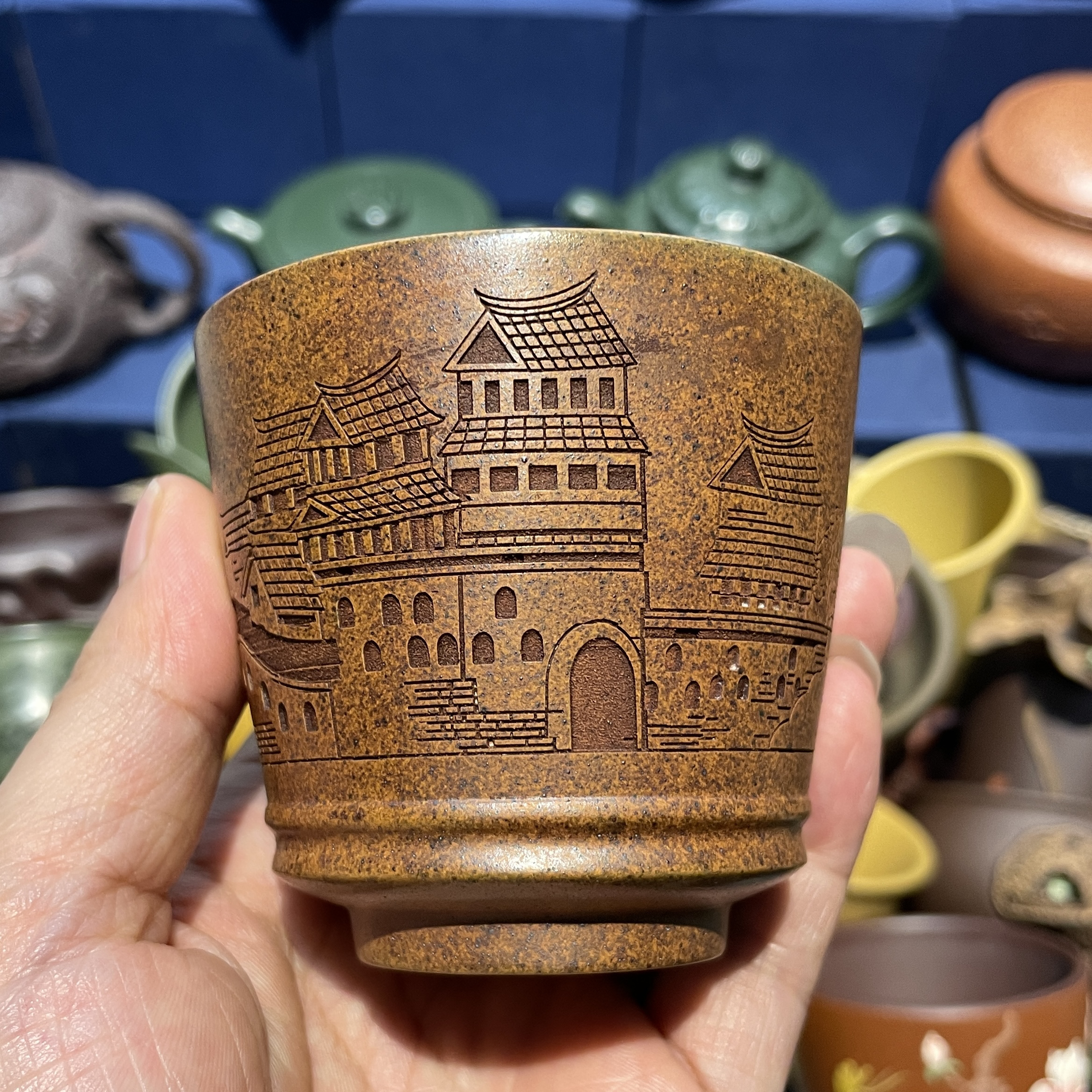 宜兴原矿紫砂龙骨金砂高温还原柴烧手工主人杯忆江南茶杯紫砂杯