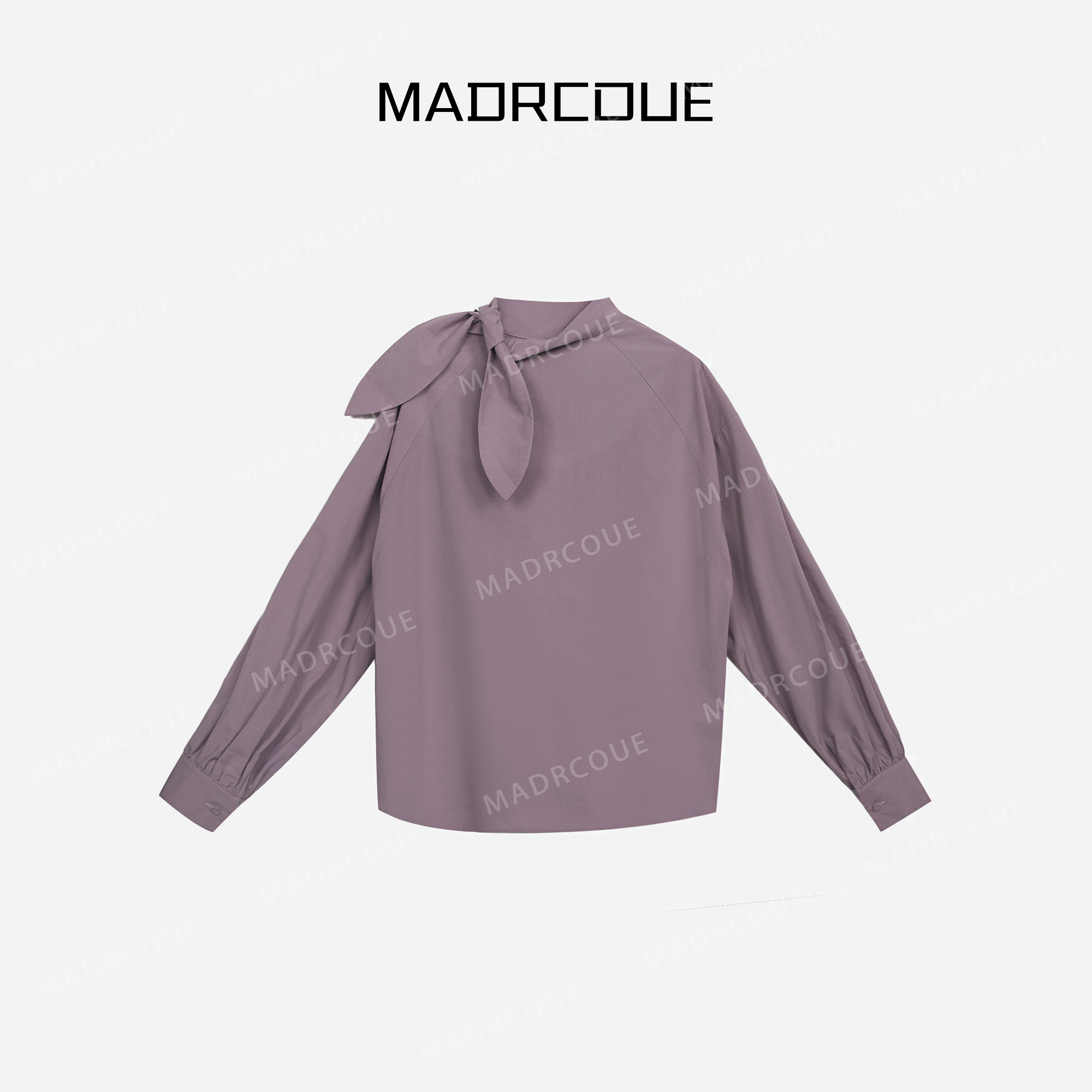 MADRCOUE 江奇怪 飘带斜边扣衬衣宽松气质内搭打底上衣 JJC8058
