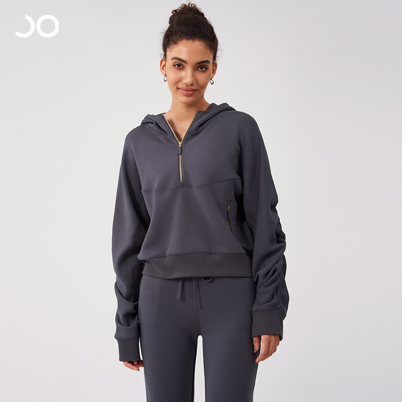 焦玛FEELSOFT 松弛感瑜伽风高端进口面料秋冬半拉链运动休闲卫衣