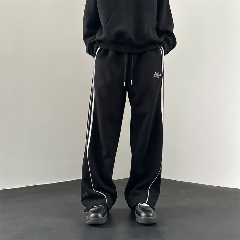 秋冬季新款卫裤男港风复古宽松直筒运动裤美式重磅百搭阔腿休闲裤