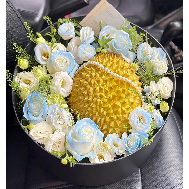 情人节榴莲花束成品水果礼盒玫瑰鲜花速递同城广州珠海配送女友店