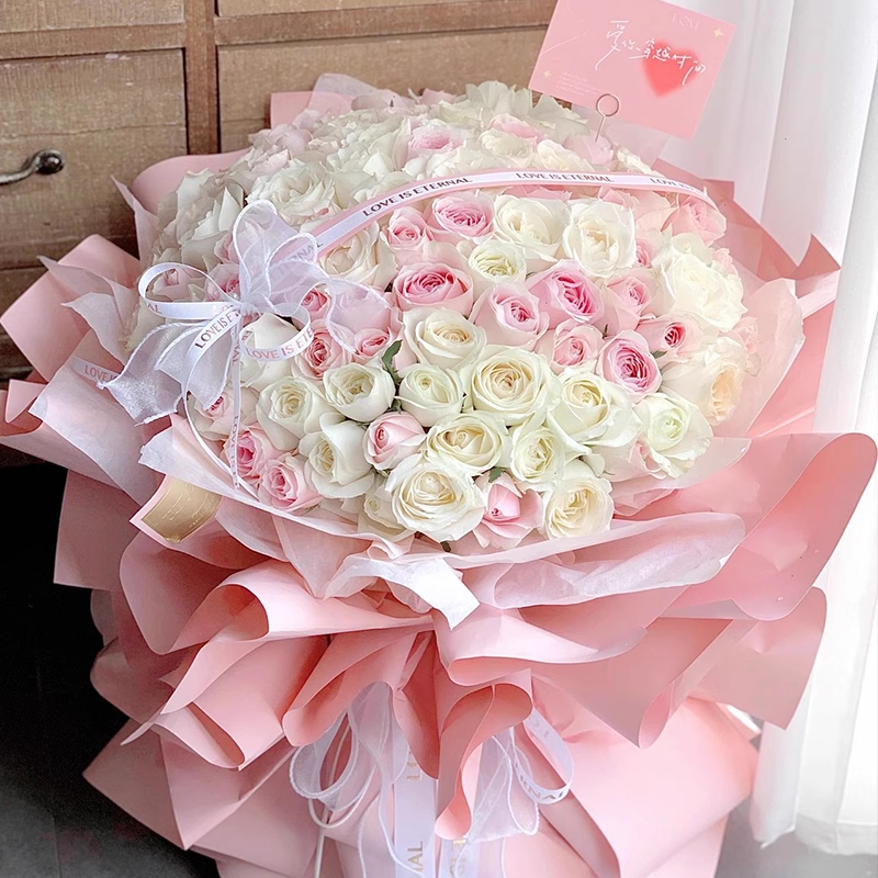 真花玫瑰混搭花束全国速递同城配送预定女友闺蜜生日礼物附近花店