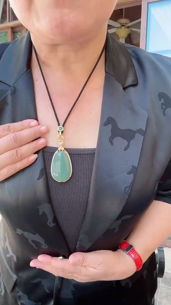 【闪购商品】和田玉颈饰银S925镀金镶嵌吊坠