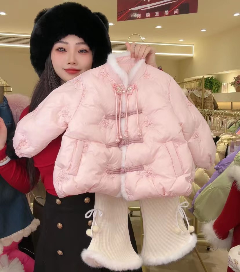 Y-N259【阿楠家甄选】女童棉服冬季新款国风盘扣刺绣棉服外套