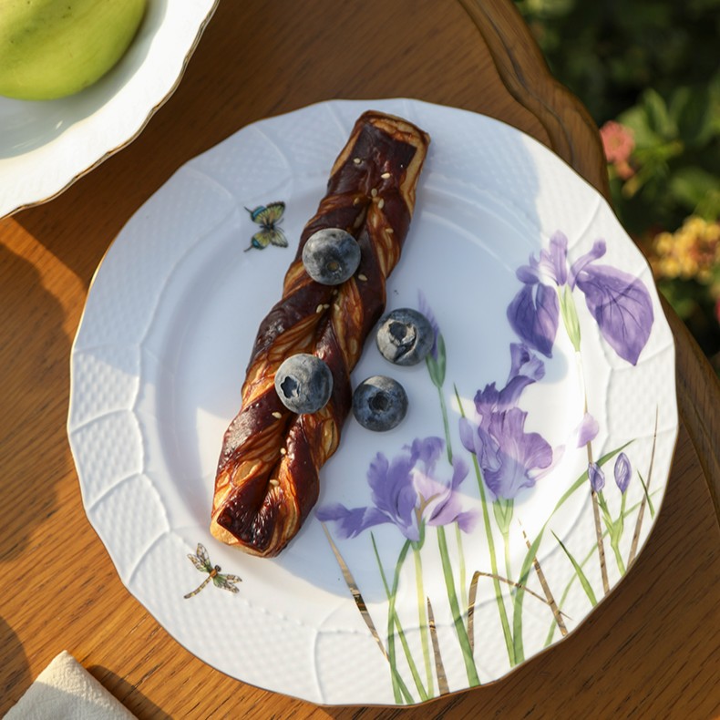 安娜16点（鸢尾花）法式骨瓷编织纹餐具西餐盘餐盘饭碗面碗