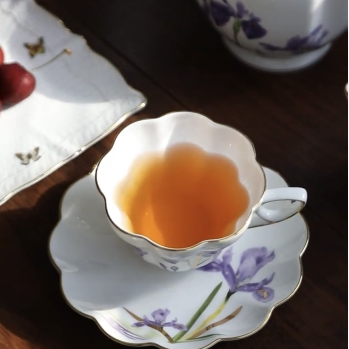 安娜16点（鸢尾花）咖啡杯碟骨瓷英式下午茶美希咖啡杯套装红茶杯