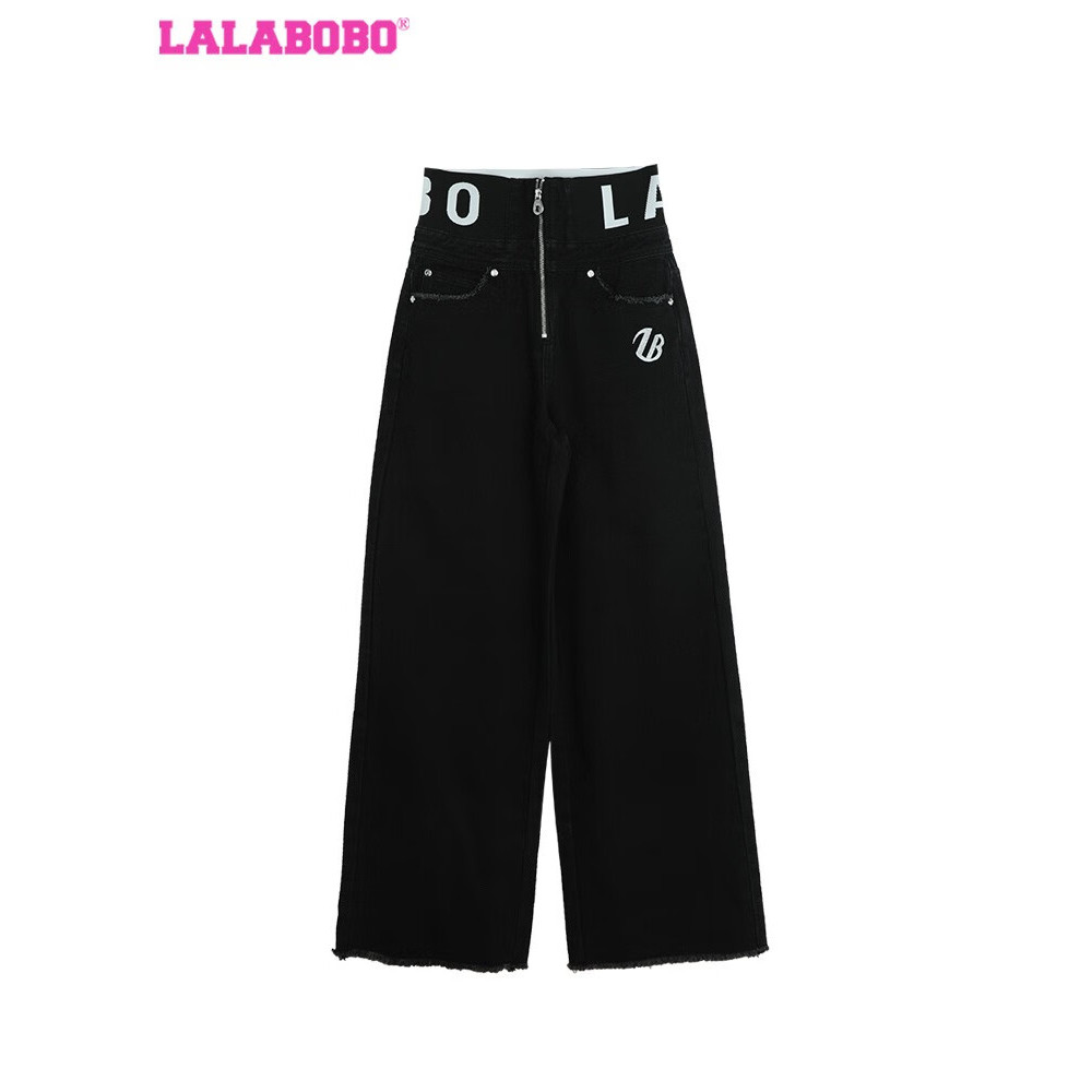 石家庄LABO原创时尚潮流简约字母高腰毛边牛仔长裤LBCC-WXZC45