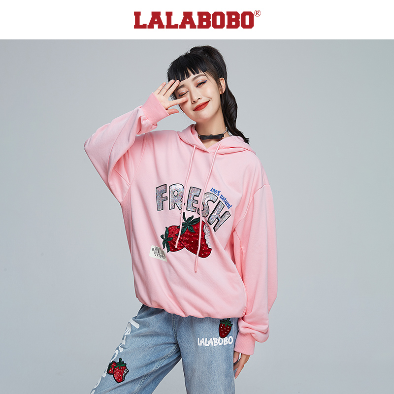 石家庄奥不退不换莱秋新款原创复古美式宽松连帽卫衣|L21E-WSTS15