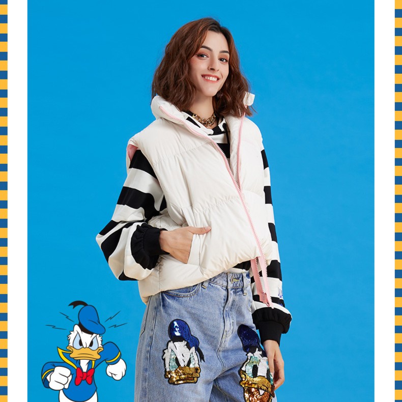石家庄（瑕疵品不退不换）唐老鸭联名宽松羽绒马甲女|T20C-WSSM11