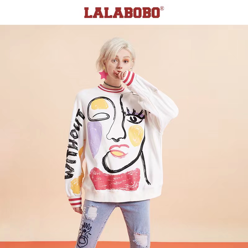 石家庄(不退不换)奥莱LABO涂鸦人脸字母套头卫衣L20A-WSTS17