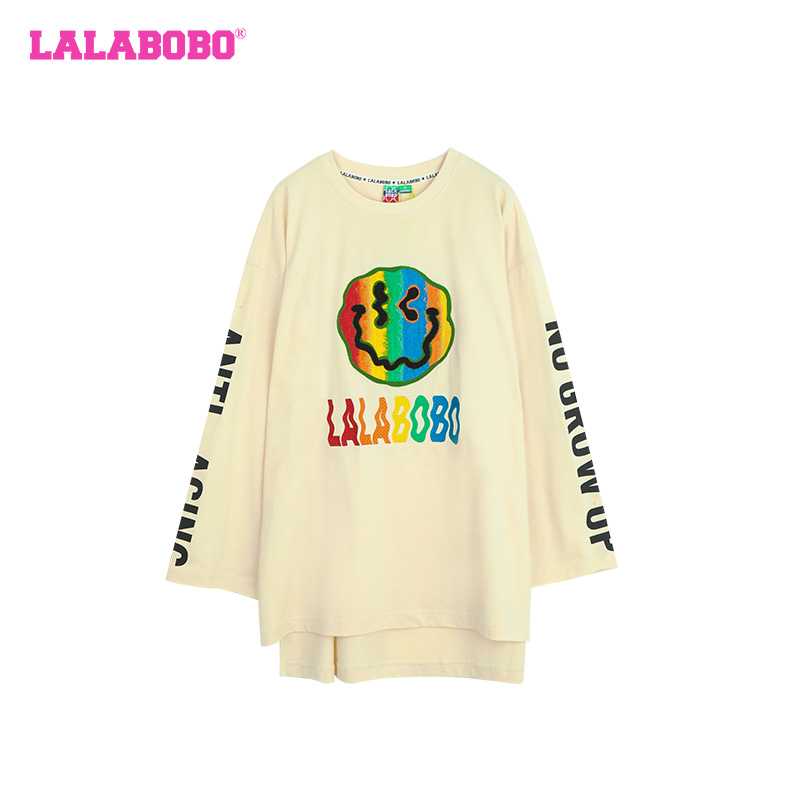 武汉LALABOBO时尚春季笑脸圆领长袖T恤LBCC-WSDT23商场同款