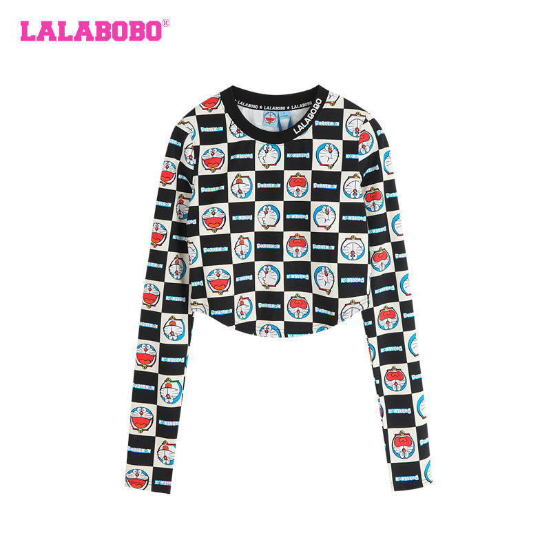 杭州不退不换 哆啦A梦联名款简约休闲打底修身T恤女ABCD-WSDT13