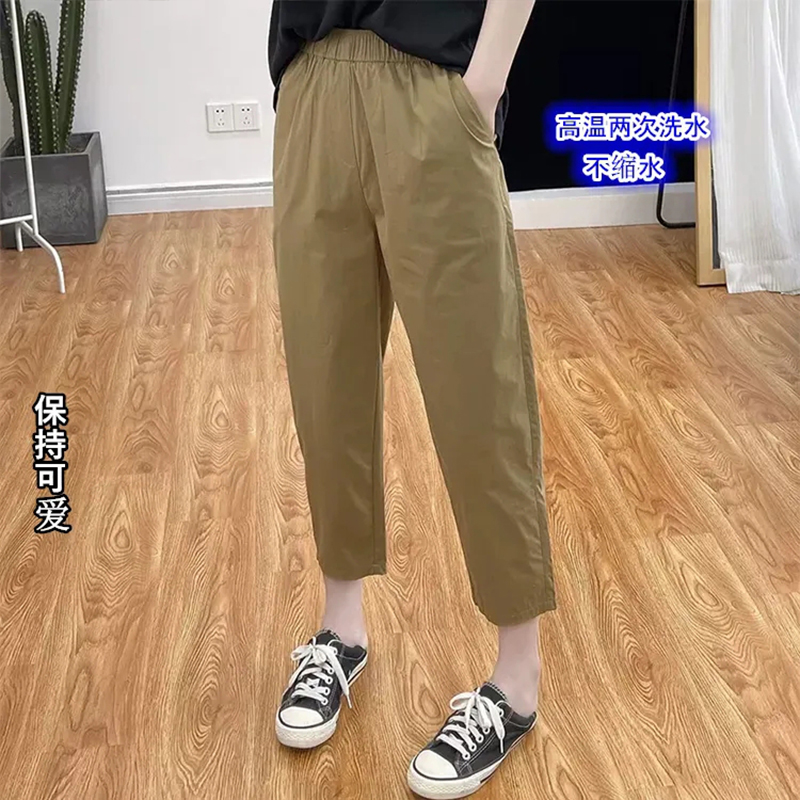 纯棉八分烟管裤女夏季薄款冰丝休闲大码宽松小个子显高显瘦高腰