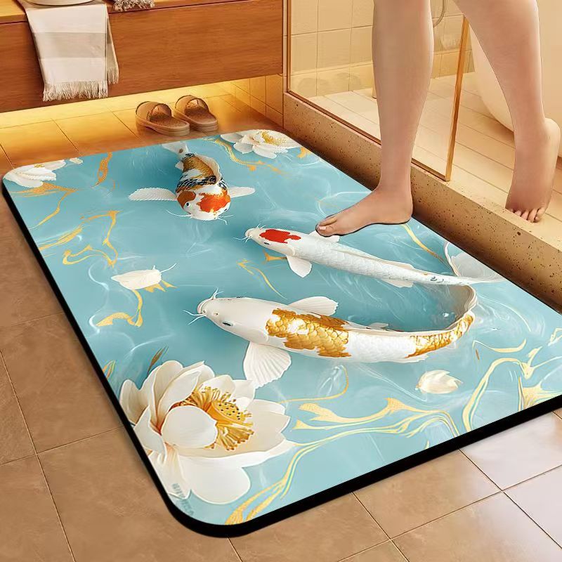 福禄锦鲤-家用硅藻泥入户进门垫吸水防地垫耐脏防滑可裁地毯