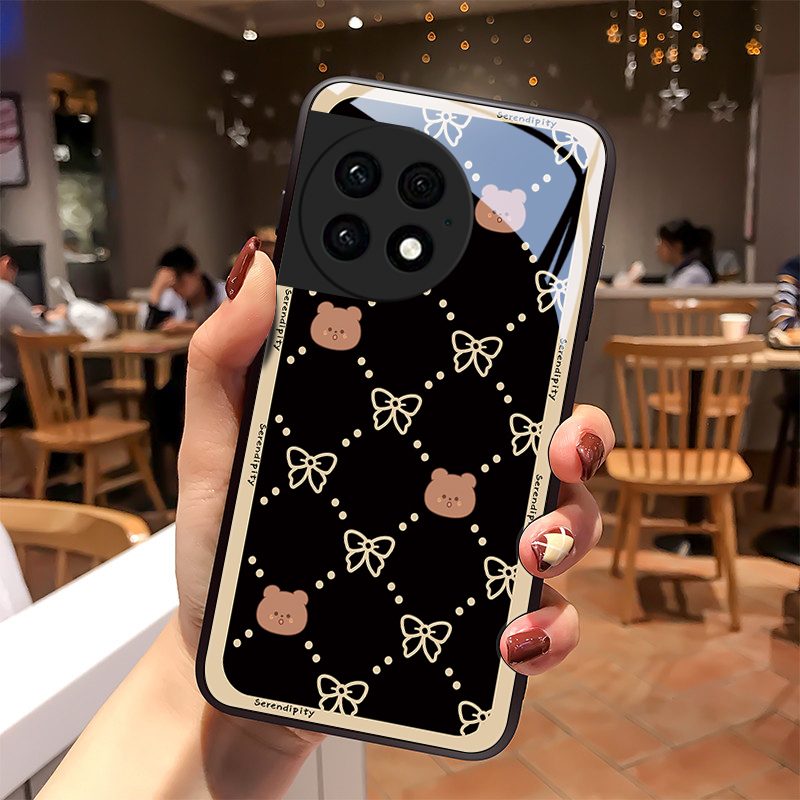 幸运熊适用一加Ace2pro手机壳1加Ace2Pro玻璃保护套防摔镜头高级