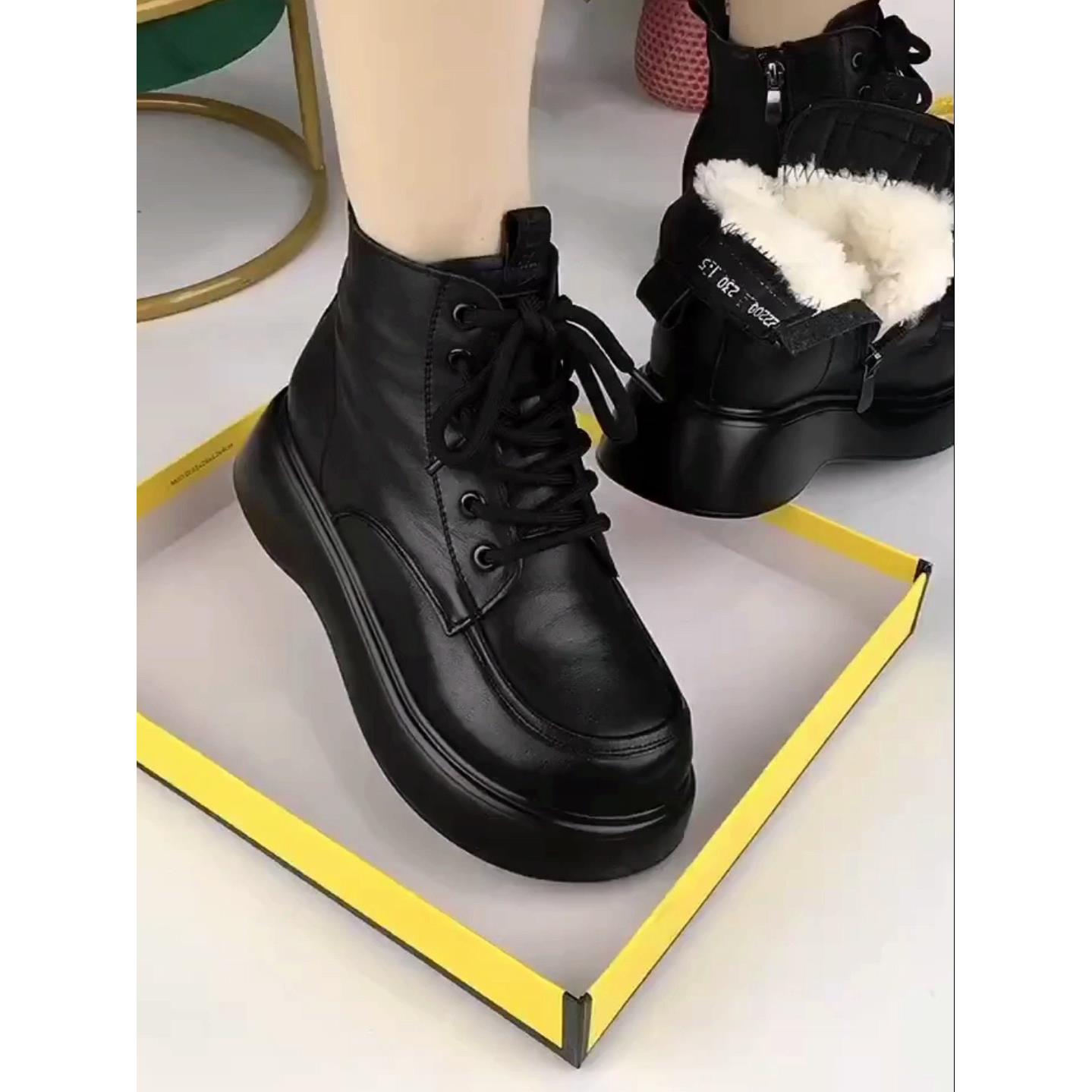 丽路雅真皮羊毛雪地靴新款冬季加绒加厚棉鞋皮毛一体厚底百搭棉靴