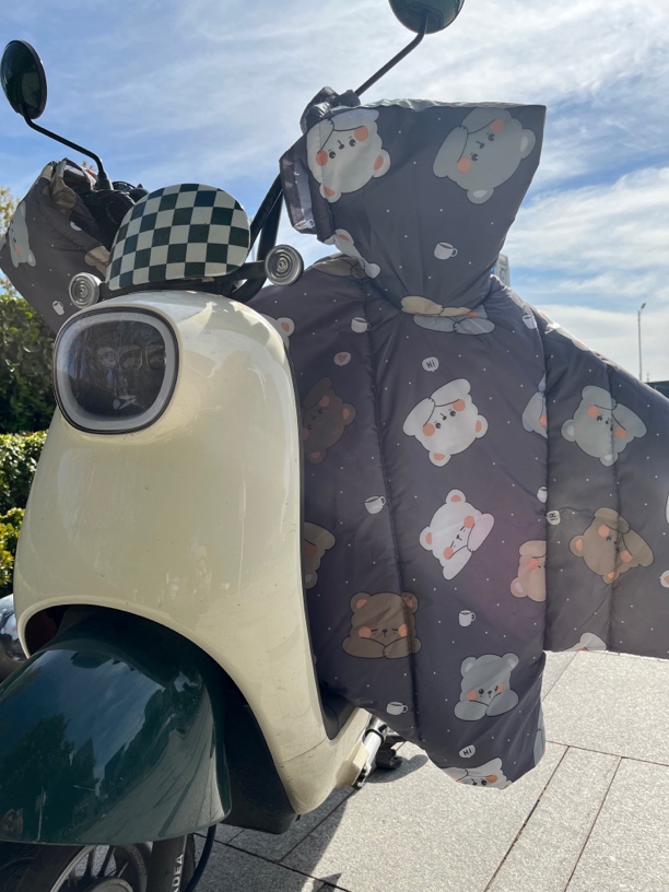 冬季加大侧翼加长加厚电动车电摩踏板类雪花小熊手工包边挡风