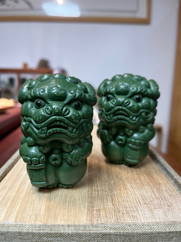 对狮茶宠摆件 手工制作