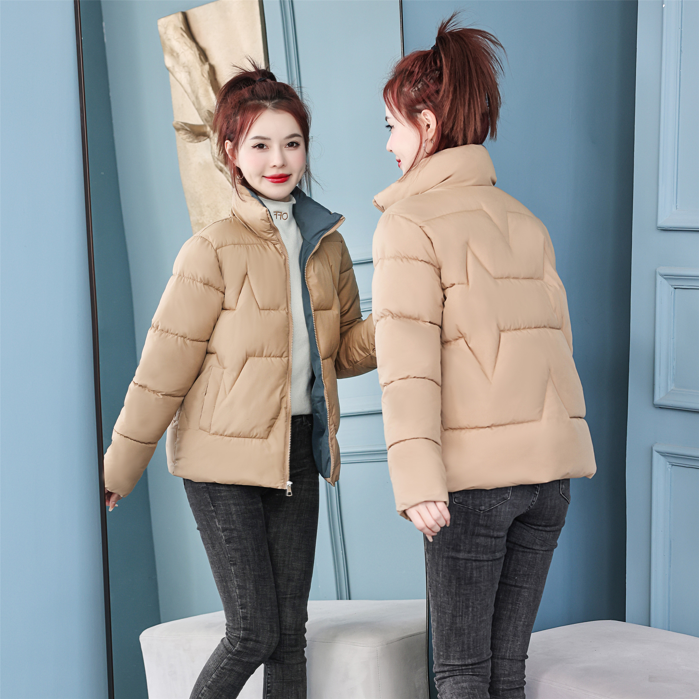 2025棉衣女短款秋冬季新款韩版立领百搭大码棉服加厚保暖外套