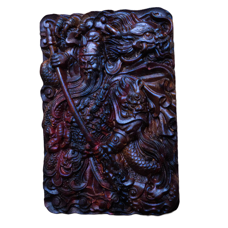 海南黄花梨守护牌关公吊坠，精工细作文玩收藏品，送礼自用首选