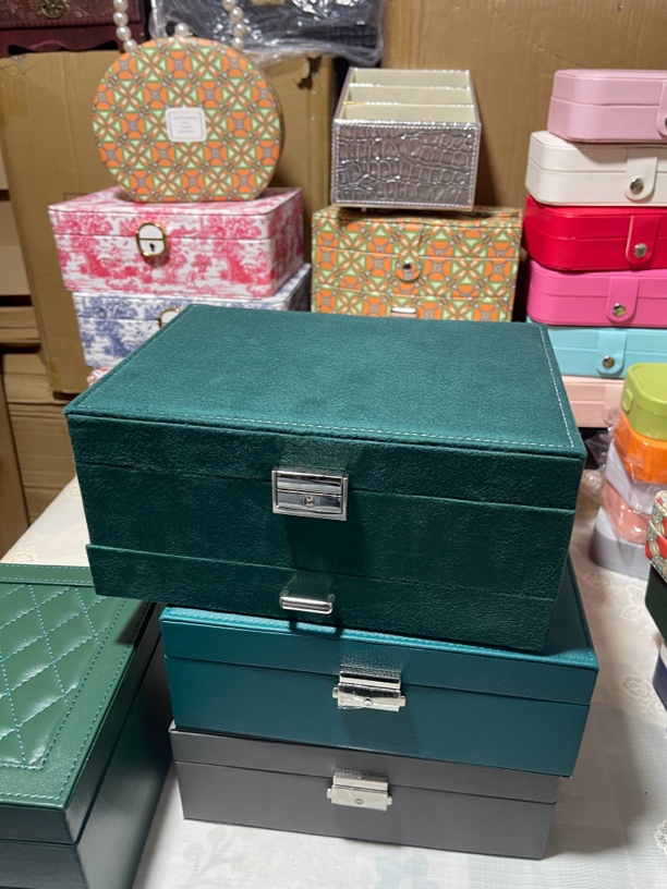 首饰盒/箱 【工厂直发】绒布首饰盒三层带锁大容量分类收纳耳钉手镯