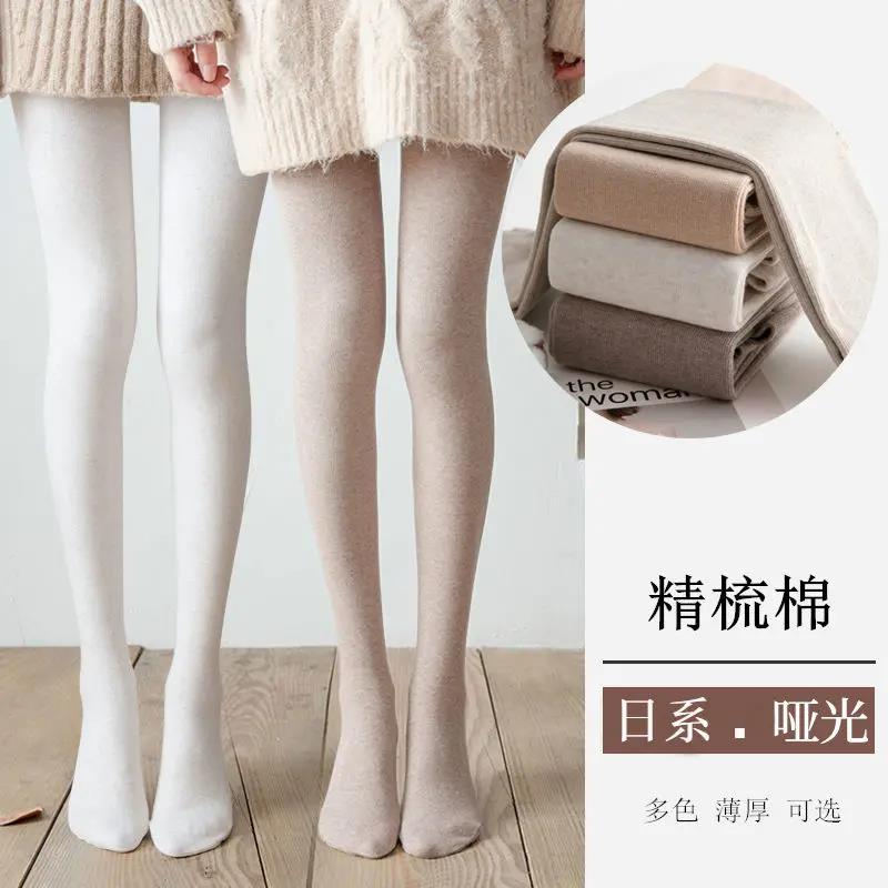 1200d棉竖条打底裤 秋冬女外穿高腰连裤袜螺纹保暖裤加绒加厚裤