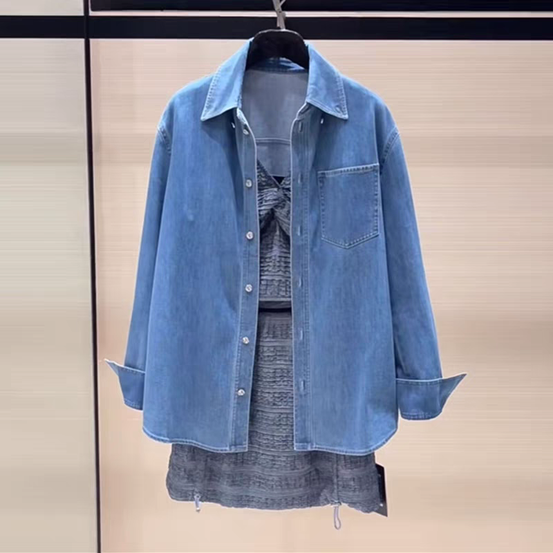 哥家休闲牛仔木上衣微瑕