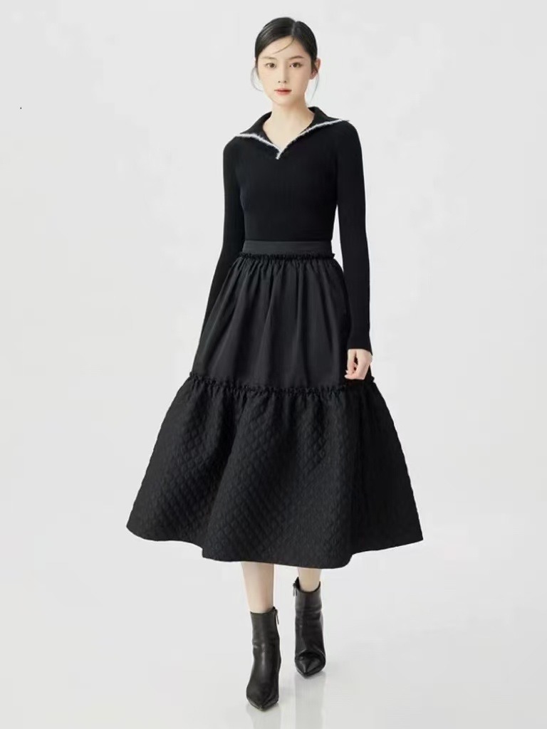 阿家缇花菱格双层蛋糕半身裙