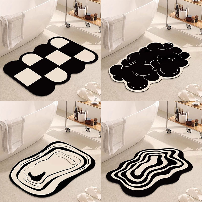 简约家用浴室吸水防滑洗手间硅藻泥速干脚垫洗漱台耐脏易打理地垫