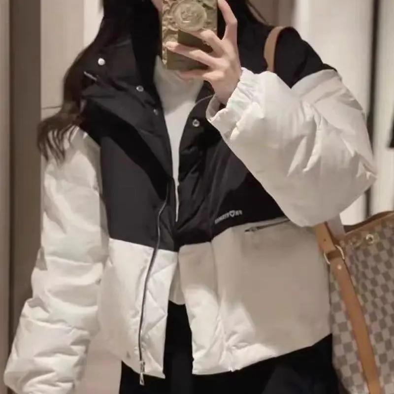 反季短款羽绒羽绒服女2023新款设计感撞色面包服小个子韩系