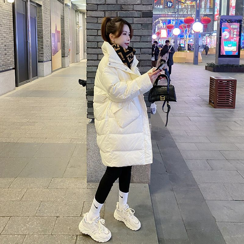 洋气休闲百搭小个子显瘦加厚过膝秋冬冬季羽绒服女中长款立领潮