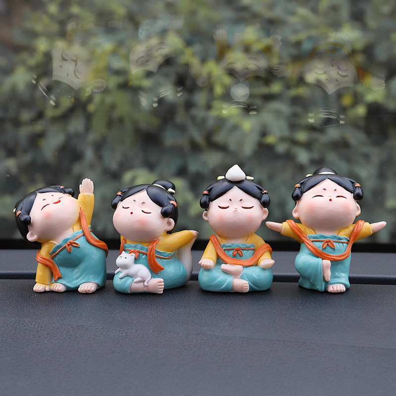 汽车摆件唐侍女古风小摆件车载创意中式玩偶大唐侍女车内装饰用品