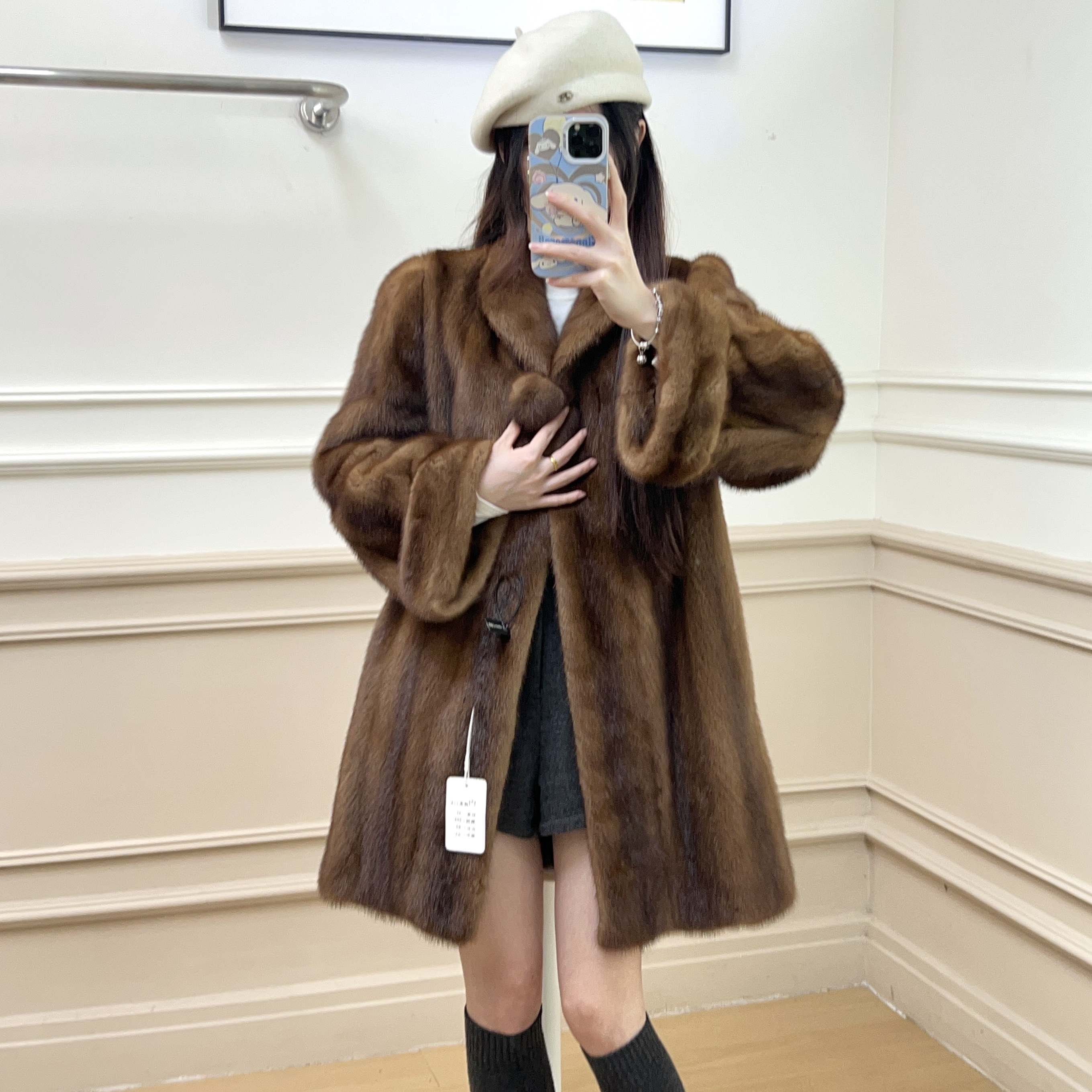 Z113蜜饯色立领可翻领毛球大挽袖秋冬厚外套时尚洋气宽松