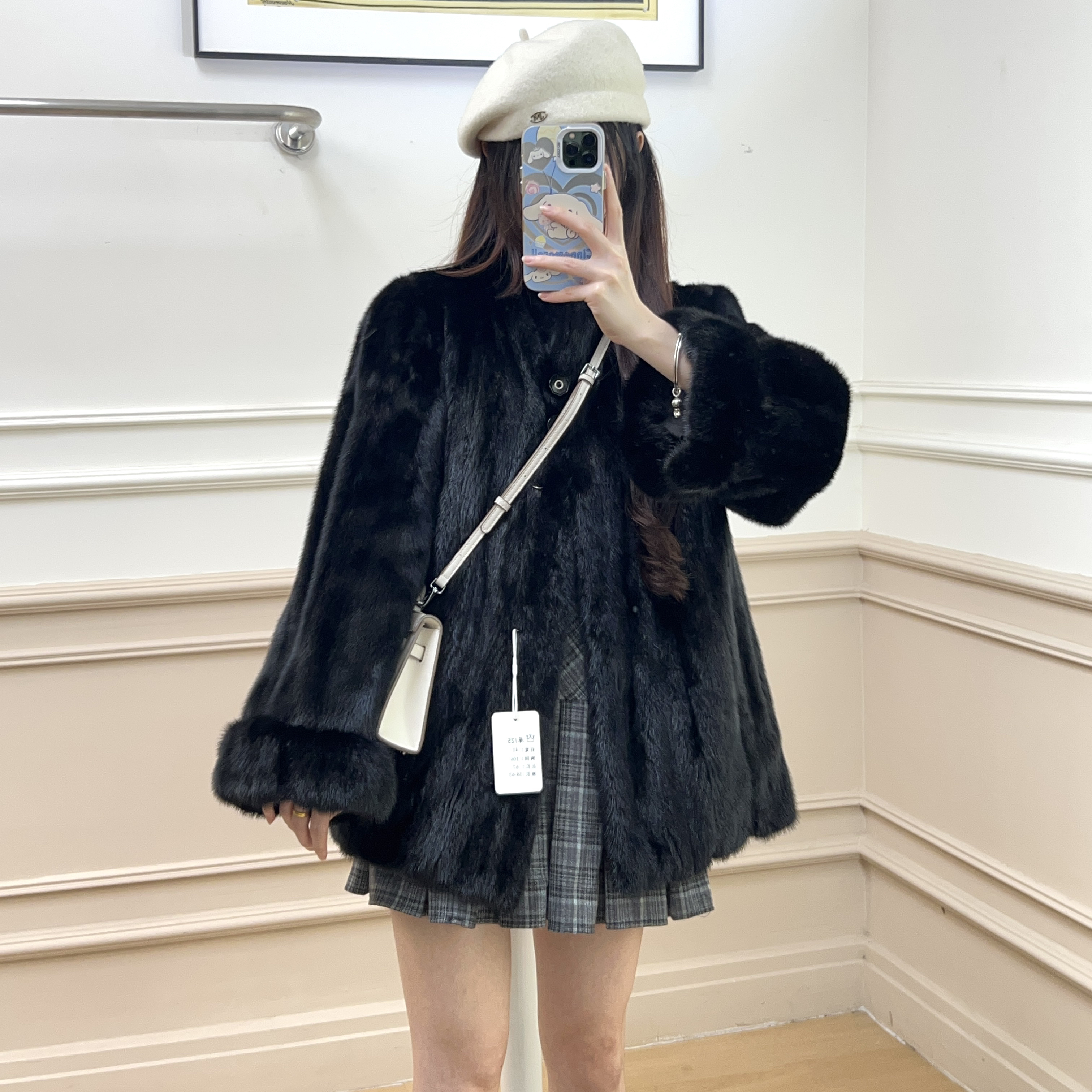 S125双扣挽袖黑色百搭短款秋冬厚外套时尚洋气宽松