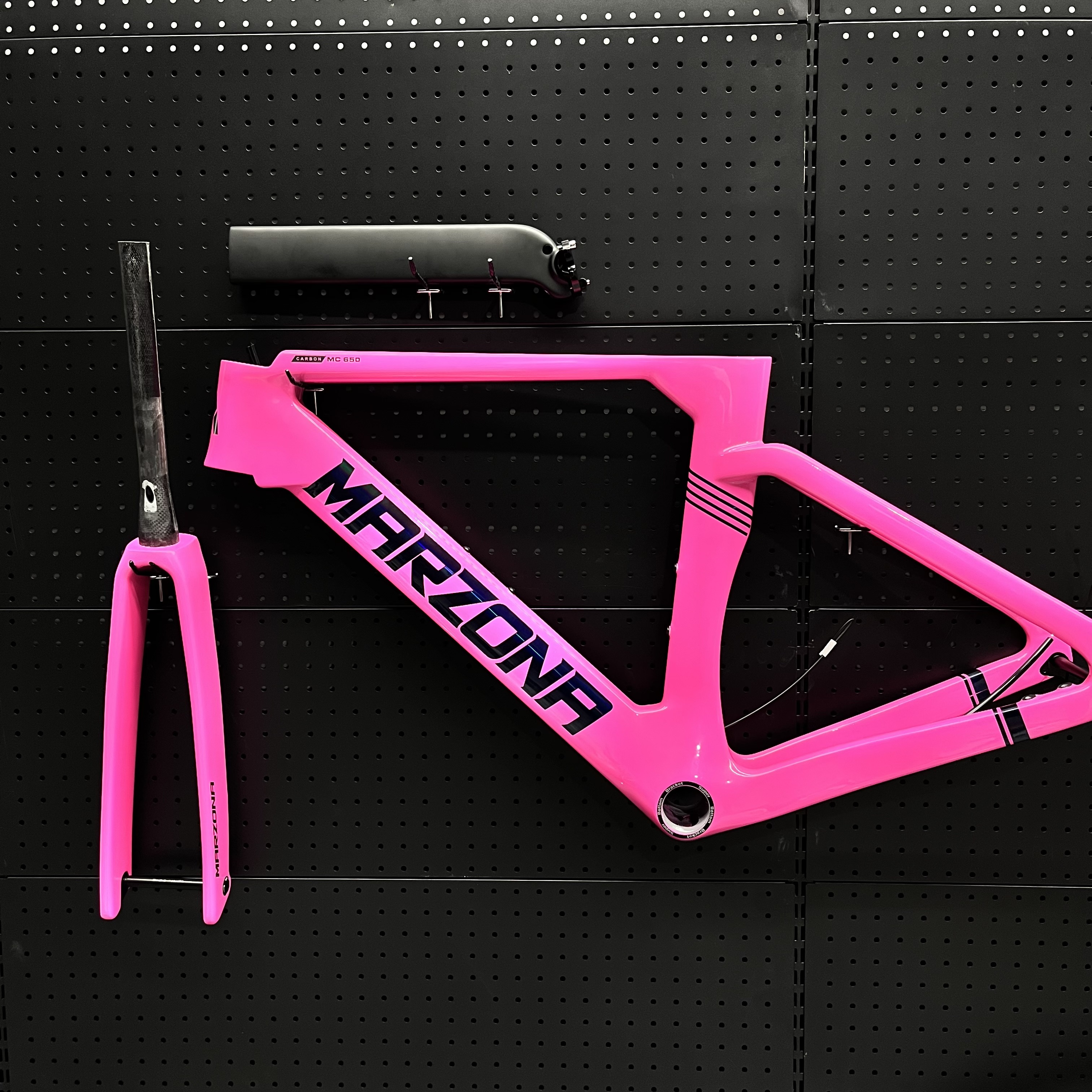MARZONA/马索娜碳纤维公路车车架粉色700c配前叉