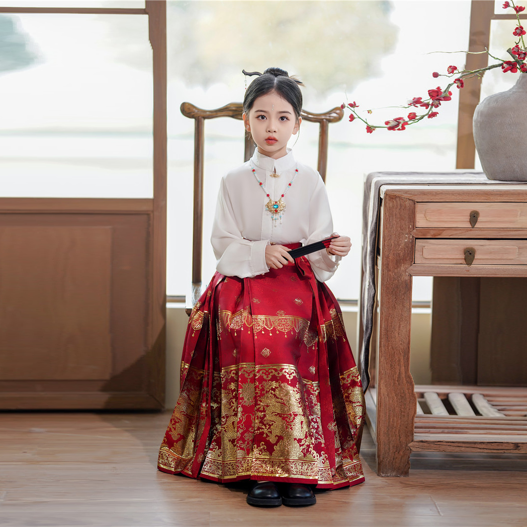 春秋女童汉服儿童套装古风古装2024新款中国风上衣半身裙两件套