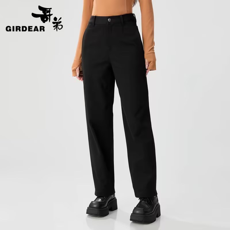 GIRDEAR/哥弟高腰百搭厚款微弹磨毛锥形长裤1100508-7106811-001