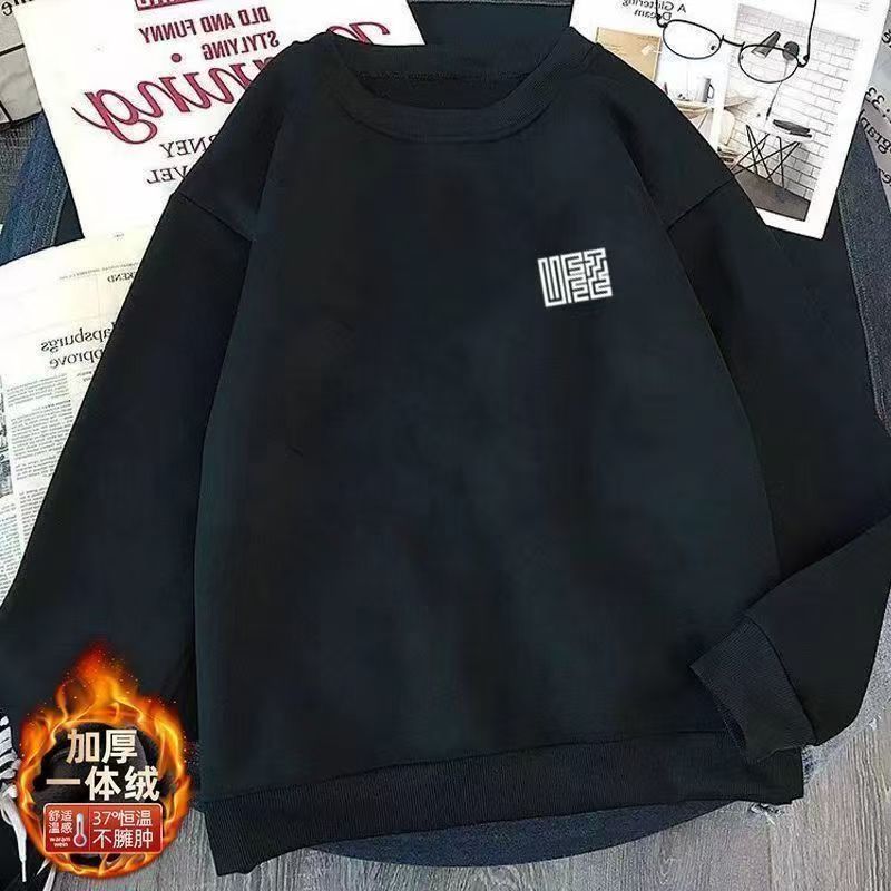 新款加绒卫衣刺绣华棉圆领套头卫衣男in潮流LG