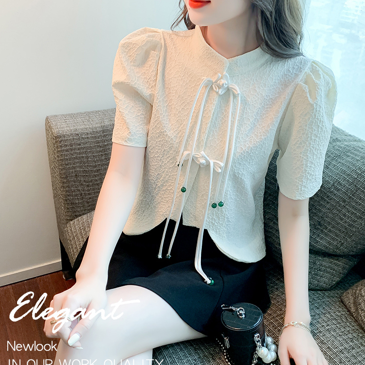 2024年夏季新款上衣女纯棉短款时尚百搭气质女装