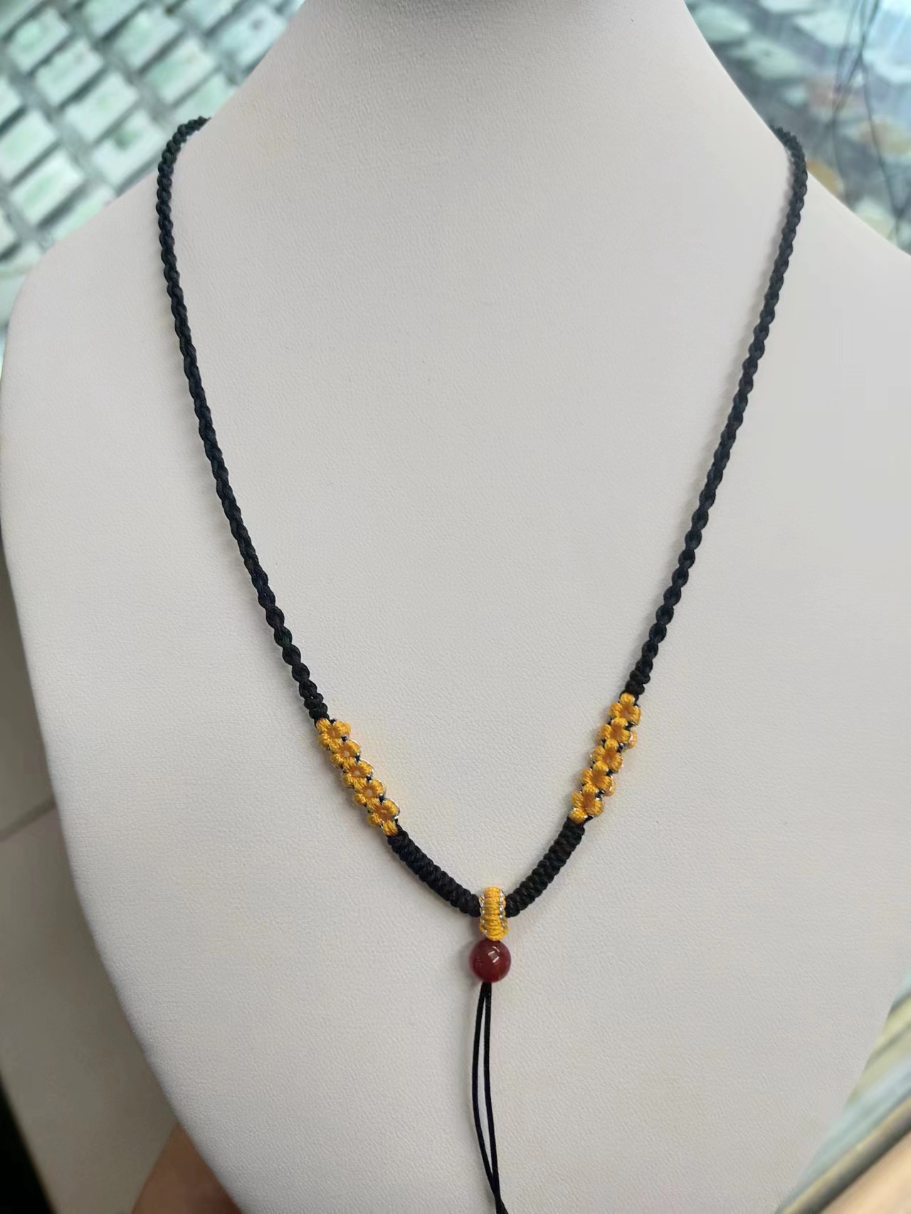 @嘉铭手作&纯手工编制布艺&旺运招财桃花项链挂绳