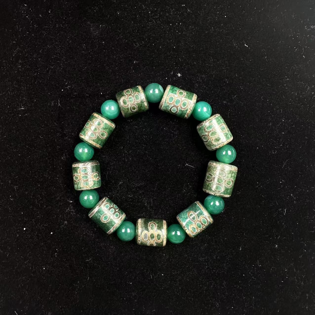 非金属珐琅手链 <米多缘>ZC度母绿复古五眼闪电手串（多样性发货）