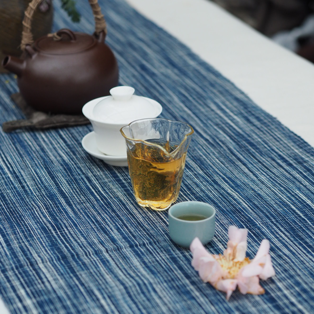 龙猫家蓝染手织布 茶席 抱枕手工布宽幅46