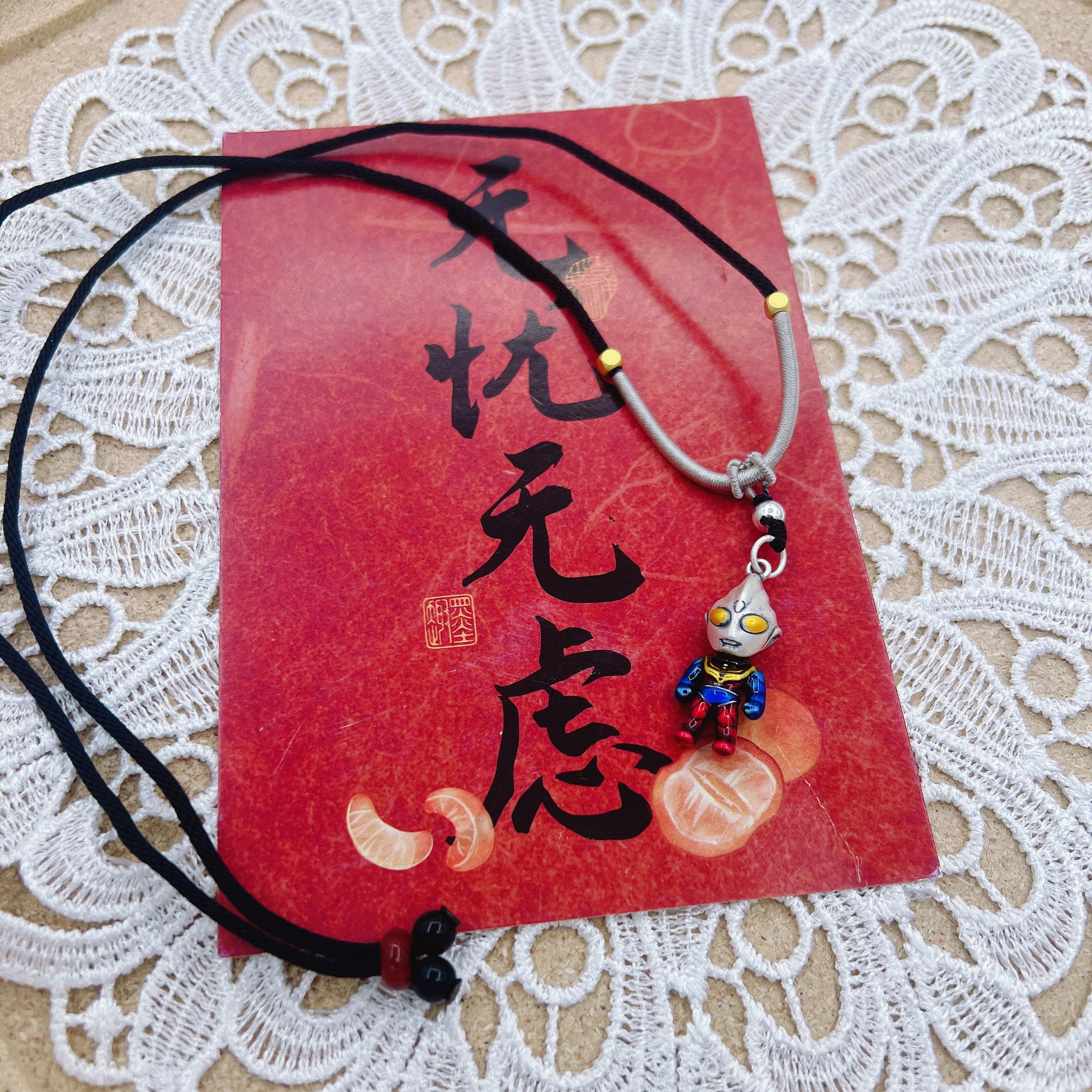 吊坠足银 吊坠足银999纯银银制奥特曼编绳项链迪迦赛罗赛文正品