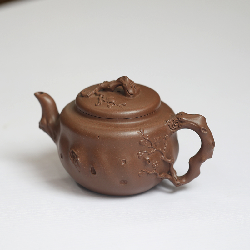 紫砂花器王泽新/碗梅壶/350cc/底槽青/全手工制作