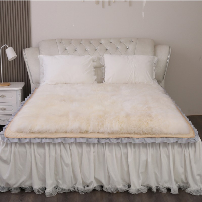 澳洲进口纯羊毛加厚单人褥子双人皮毛一体床毯卧室长毛绒毛毛