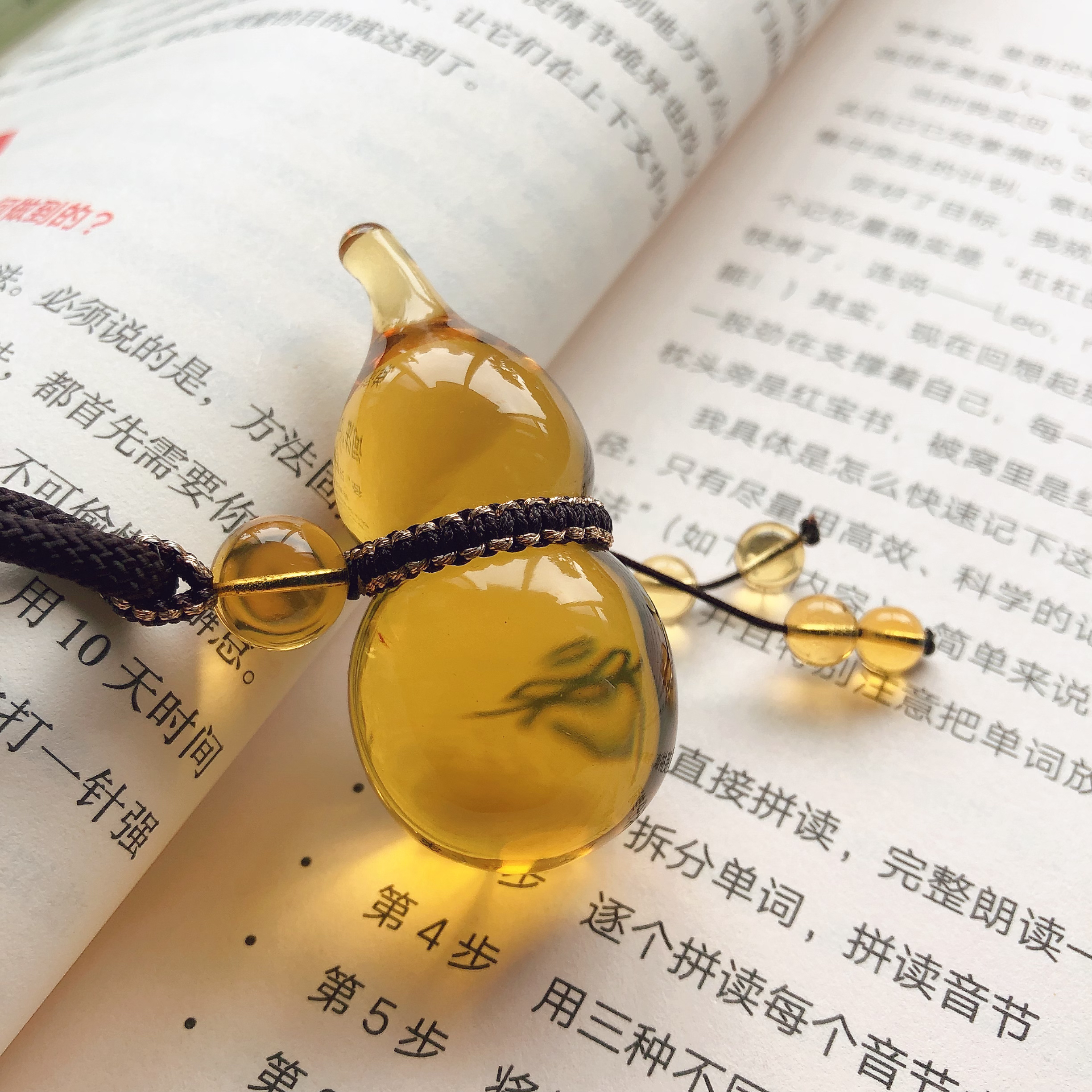 天然原矿缅甸金蓝珀葫芦吊坠