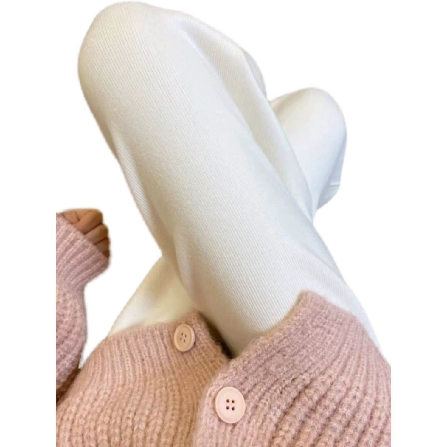 175高个子加长180秋冬季白色针织阔腿裤女直筒宽松软糯垂感休闲裤