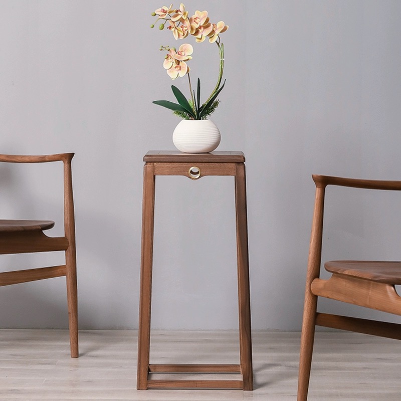 黑胡桃锦瑟花架，新中式